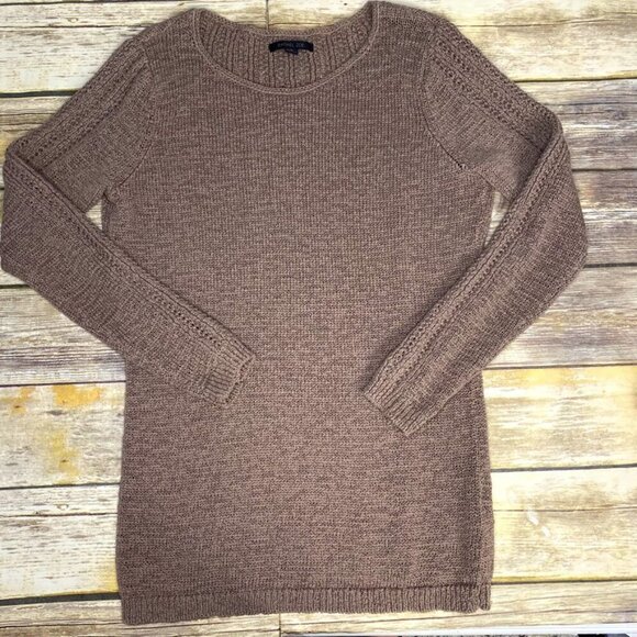 Rachel Zoe Womens Taupe "Karla" Open Knit Round Neck Sweater size M - Picture 1 of 7